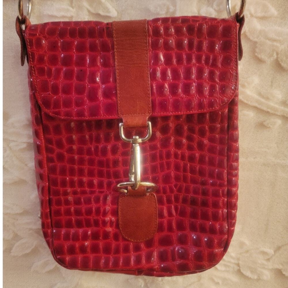 Y2K Baddie Mob Wife Red Crocodile Print Cross Body Bag
